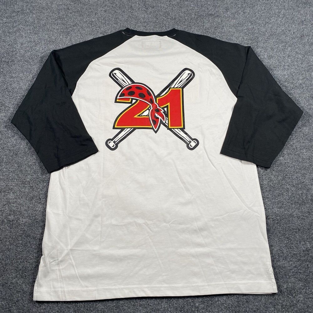 Undefeated Mens XL Invicto #21 Raglan Baseball Sleeve Crew Neck Shirt Pirate